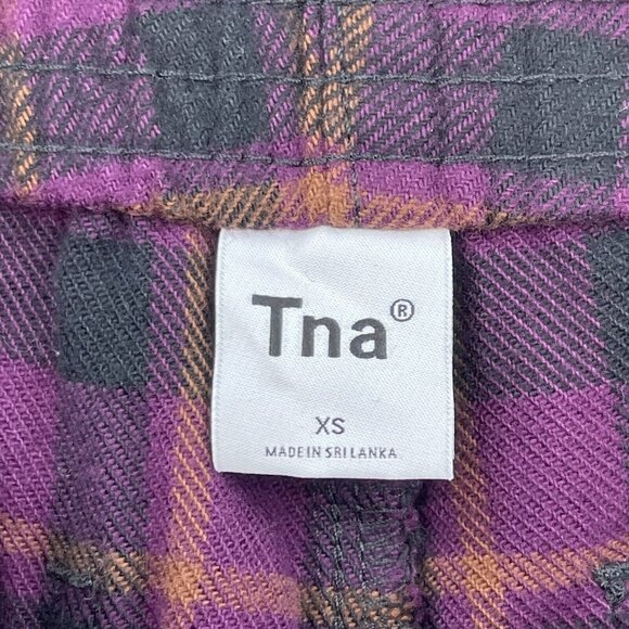 Tna Aritzia Oakwood Organic Cotton Flannel Plaid Pull On Pants Purple - Picture 7 of 12